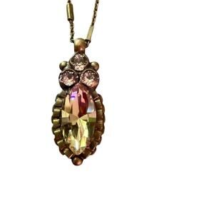 Sorrelli Crystal Brass Tone Pendant Necklace